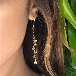 Citrine Earrings / Gemstone Dangle w/ Star Charm